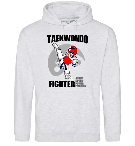 Женская толстовка (худи) Taekwondo fighter Серый меланж фото