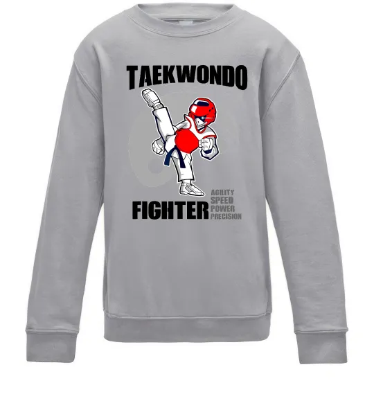 Детский Свитшот Taekwondo fighter Серый меланж фото