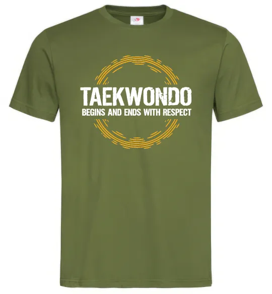 Мужская футболка Taekwondo respect Оливковый фото