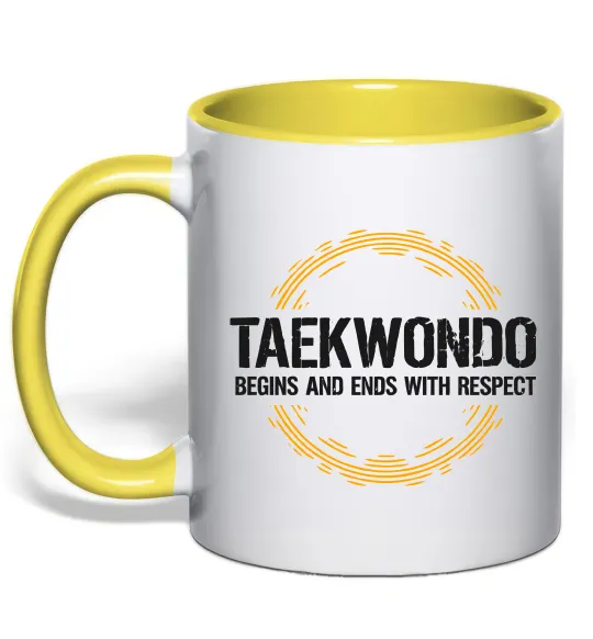 Чашка с цветной ручкой Taekwondo respect Лимонный фото