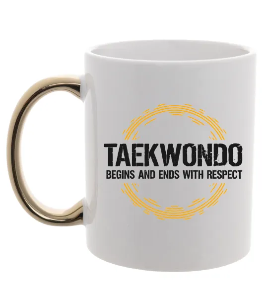 Чашка с цветной ручкой Taekwondo respect Золото фото
