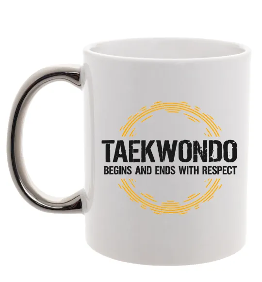 Чашка с цветной ручкой Taekwondo respect Серебро фото