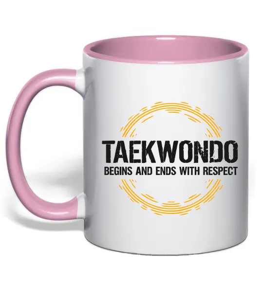 Чашка с цветной ручкой Taekwondo respect Нежно розовый фото