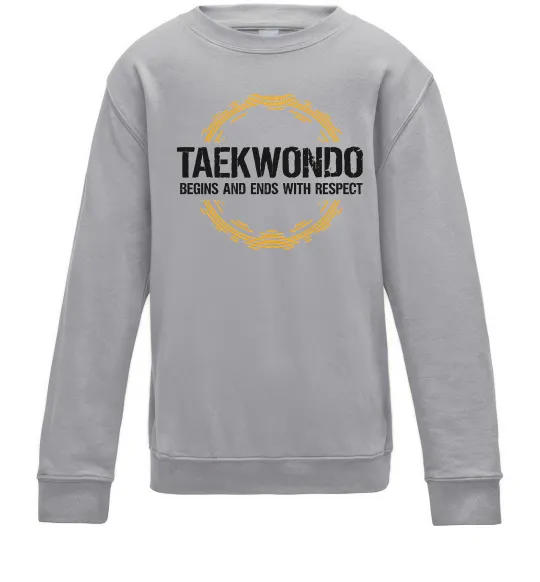 Детский Свитшот Taekwondo respect Серый меланж фото