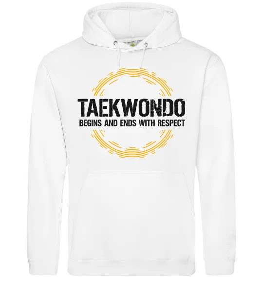 Мужская толстовка (худи) Taekwondo respect Белый фото