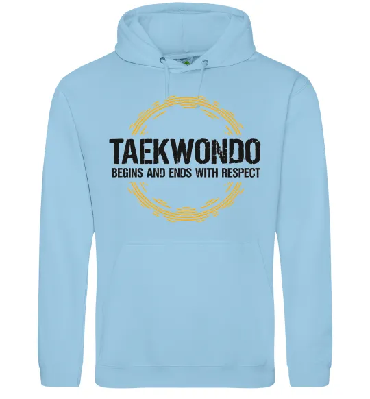 Мужская толстовка (худи) Taekwondo respect Голубой фото
