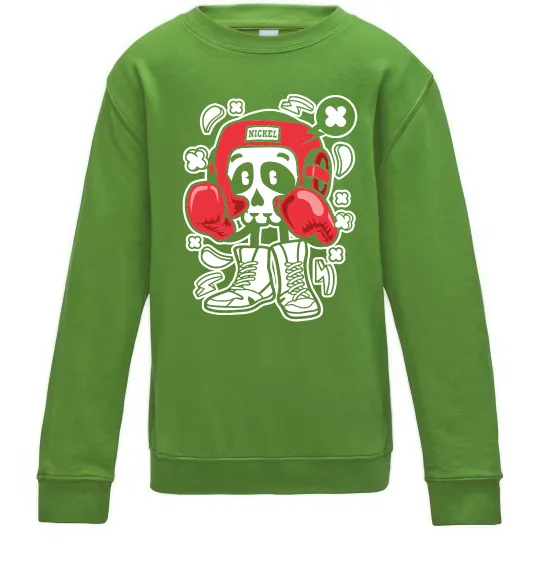 Детский Свитшот Boxer art skull Лаймовый фото
