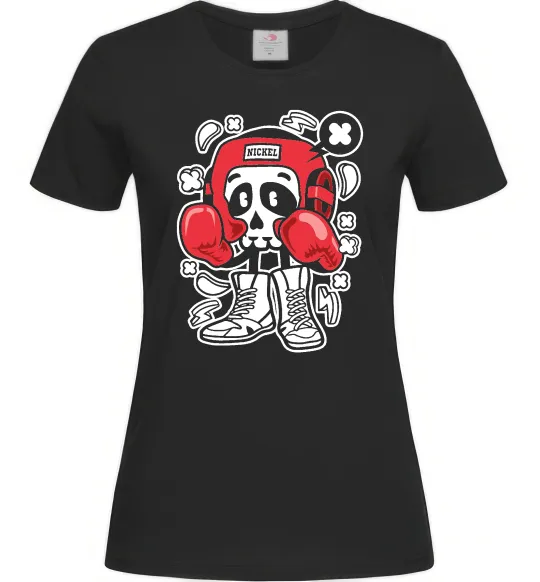 Женская футболка Boxer art skull Черный фото