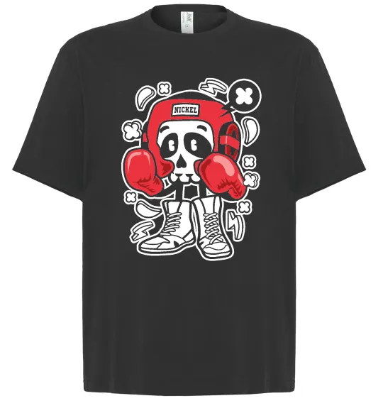 Футболка Оверсайз Boxer art skull Черный фото