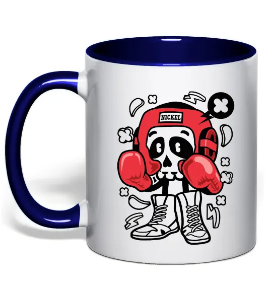Чашка с цветной ручкой Boxer art skull Глубокий темно-синий фото