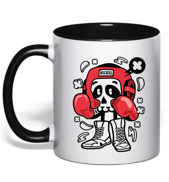 Чашка с цветной ручкой Boxer art skull Черный фото