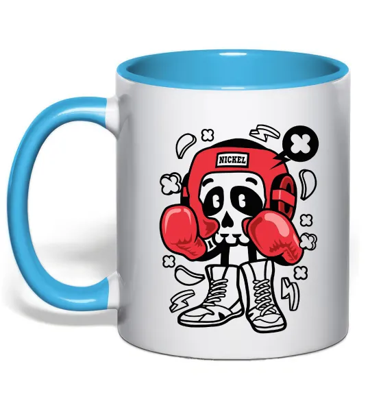 Чашка с цветной ручкой Boxer art skull Голубой фото