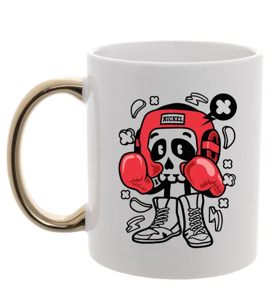 Чашка с цветной ручкой Boxer art skull Золото фото