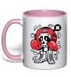 Чашка с цветной ручкой Boxer art skull Нежно розовый фото