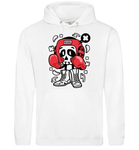 Мужская толстовка (худи) Boxer art skull Белый фото