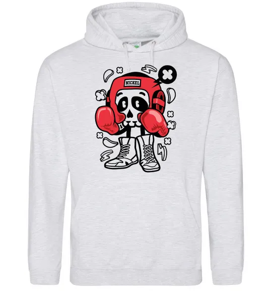 Женская толстовка (худи) Boxer art skull Серый меланж фото