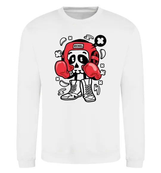 Свитшот Boxer art skull Белый фото