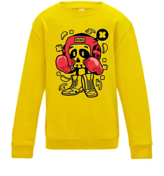 Детский Свитшот Boxer art skull Солнечно желтый фото