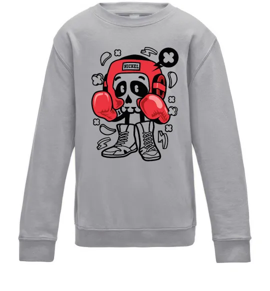 Детский Свитшот Boxer art skull Серый меланж фото