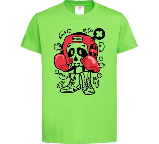Детская футболка Boxer art skull Лаймовый фото