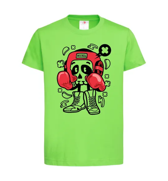 Дитяча футболка Boxer art skull Лаймовий фото