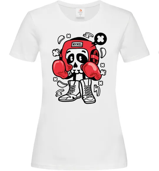 Женская футболка Boxer art skull Белый фото