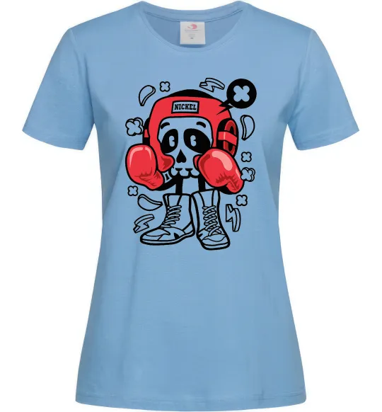 Женская футболка Boxer art skull Голубой фото