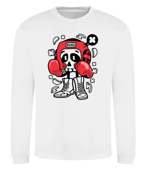 Свитшот Boxer art skull Белый фото