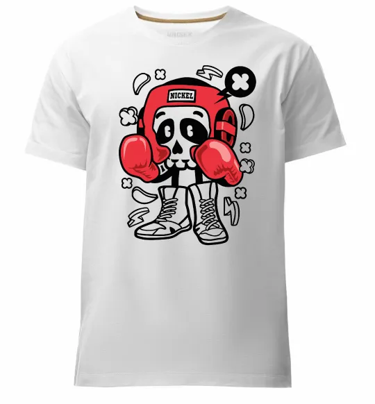 Мужская премиум футболка Boxer art skull Белый фото