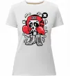 Женская премиум футболка Boxer art skull Белый фото
