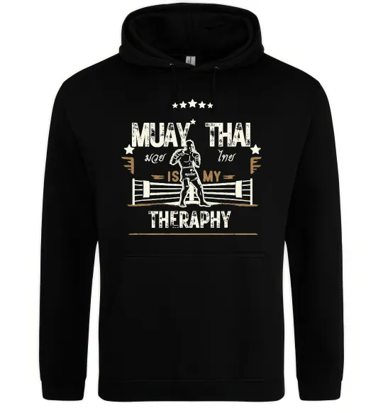 Мужская толстовка (худи) Muay Thai therapy Черный фото
