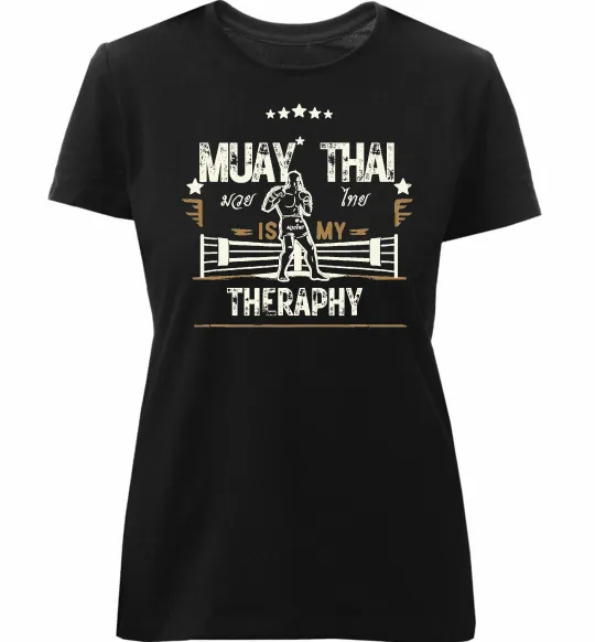 Женская премиум футболка Muay Thai therapy Черный фото