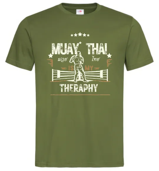 Мужская футболка Muay Thai therapy Оливковый фото