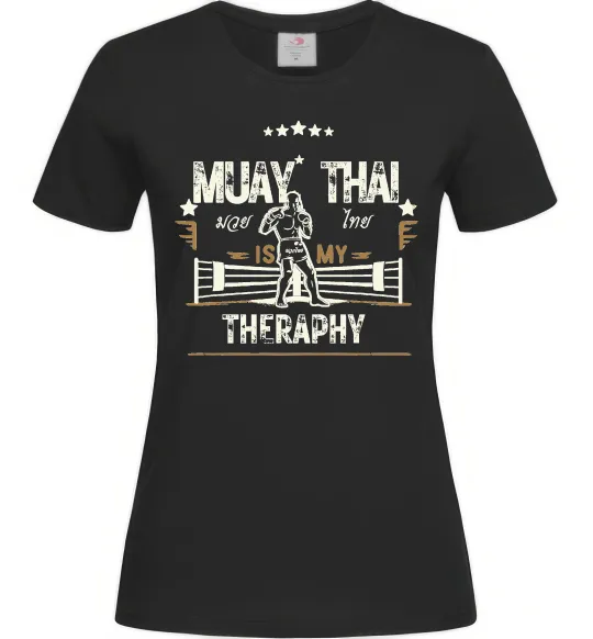 Женская футболка Muay Thai therapy Черный фото