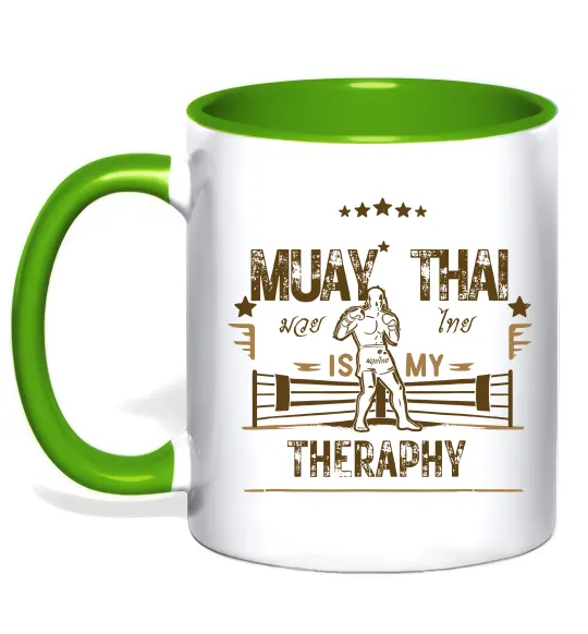 Чашка с цветной ручкой Muay Thai therapy Лаймовый фото