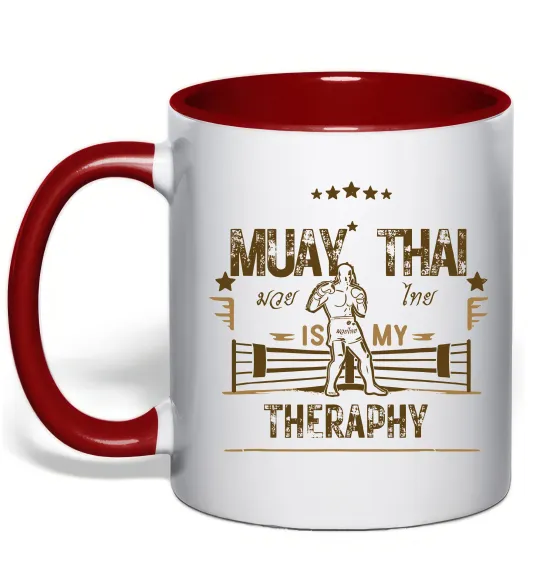 Чашка с цветной ручкой Muay Thai therapy Красный фото