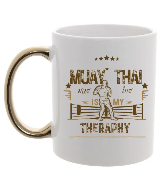 Чашка с цветной ручкой Muay Thai therapy Золото фото