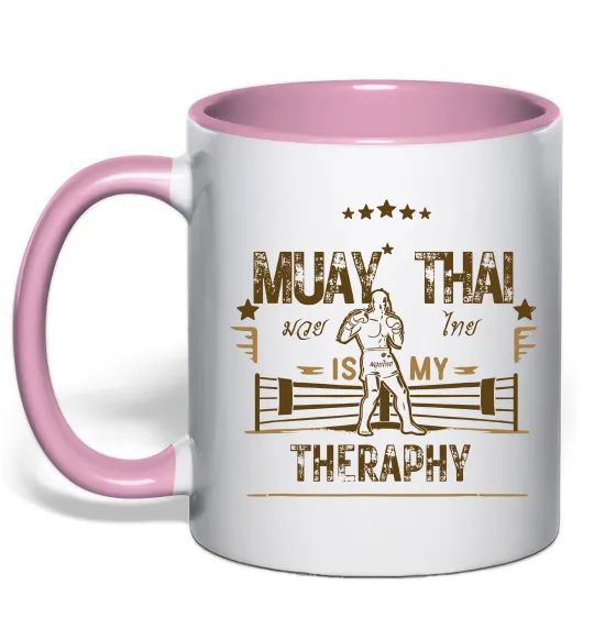 Чашка с цветной ручкой Muay Thai therapy Нежно розовый фото