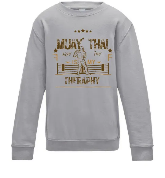 Детский Свитшот Muay Thai therapy Серый меланж фото