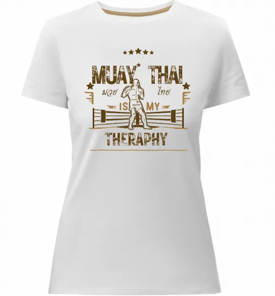 Женская премиум футболка Muay Thai therapy Белый фото