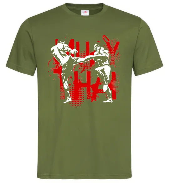 Мужская футболка Муай тай бійці Оливковый фото