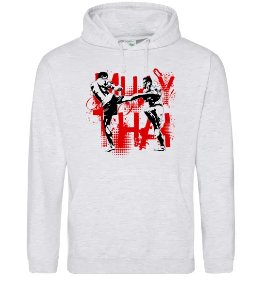 Женская толстовка (худи) Муай тай бійці Серый меланж фото