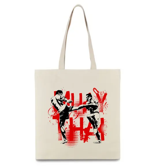 Эко-сумка Муай тай бійці Бежевый фото