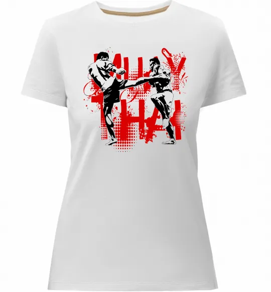 Женская премиум футболка Муай тай бійці Белый фото