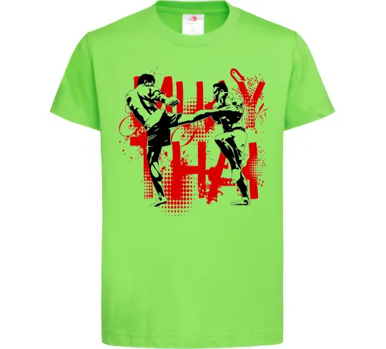 Детская футболка Муай тай бійці Лаймовый фото