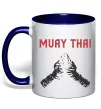 Чашка з кольоровою ручкою Muay Thai руки Глибокий темно-синій фото