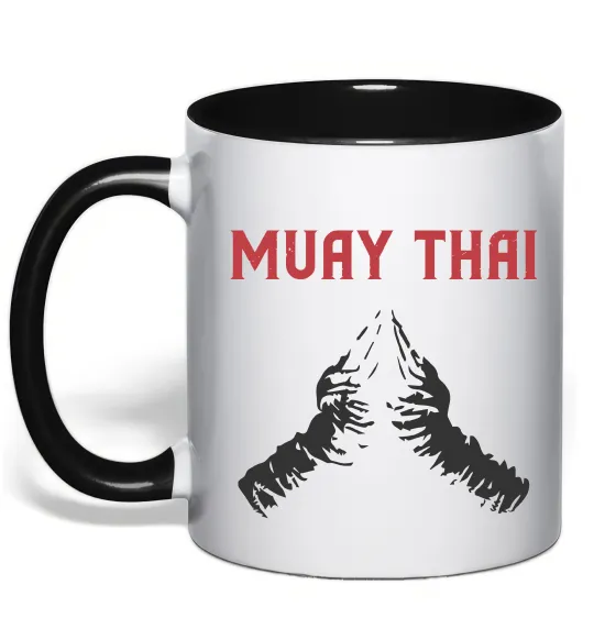 Чашка з кольоровою ручкою Muay Thai руки Чорний фото