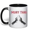 Чашка з кольоровою ручкою Muay Thai руки Чорний фото