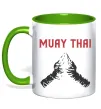 Чашка з кольоровою ручкою Muay Thai руки Лаймовий фото