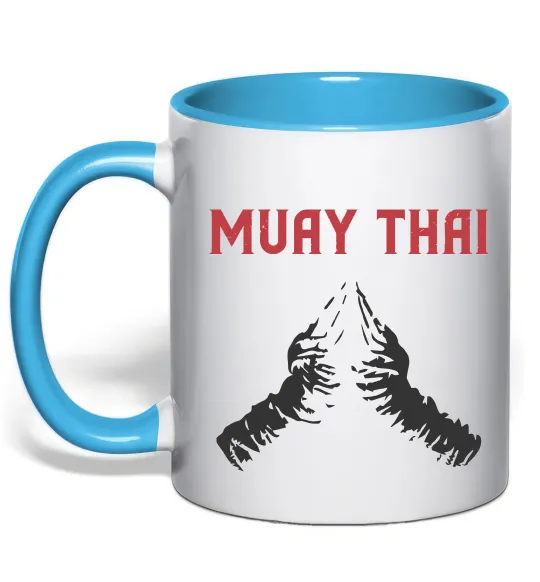 Чашка з кольоровою ручкою Muay Thai руки Блакитний фото